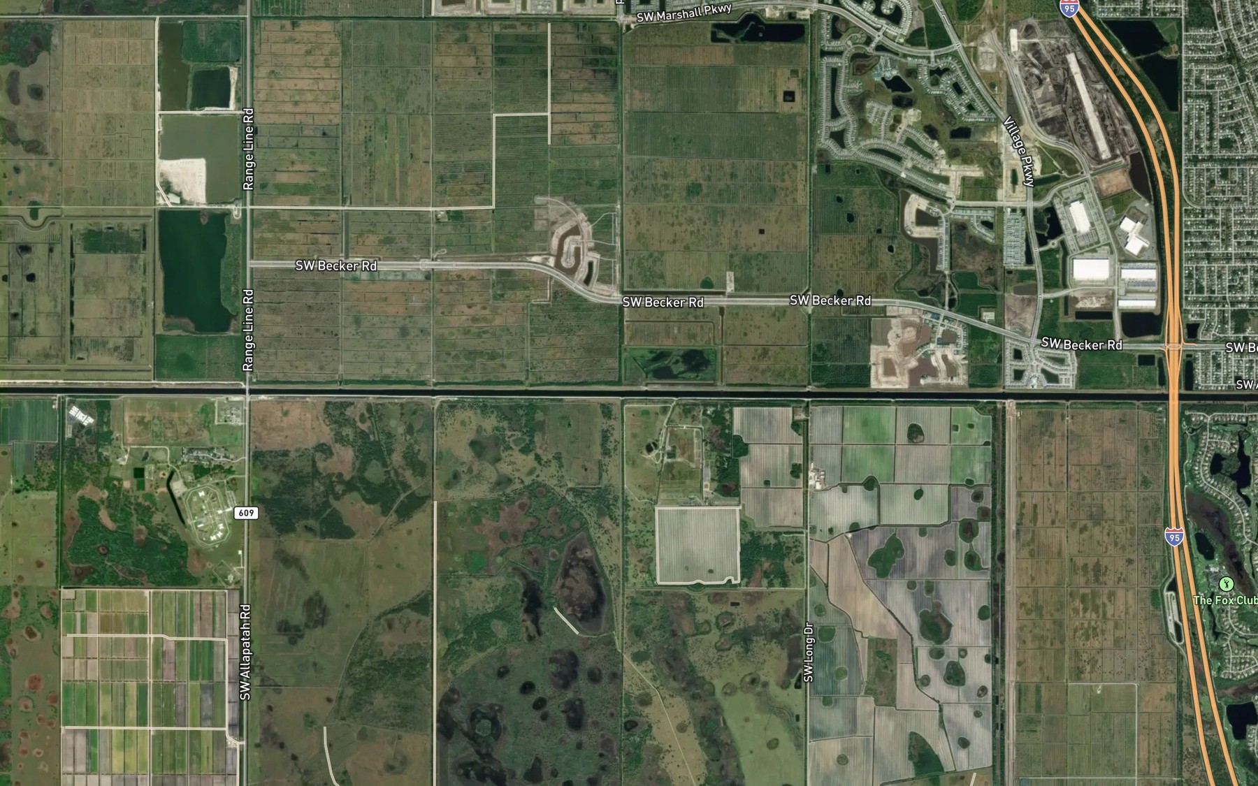 Satellite map of the County Line Canal