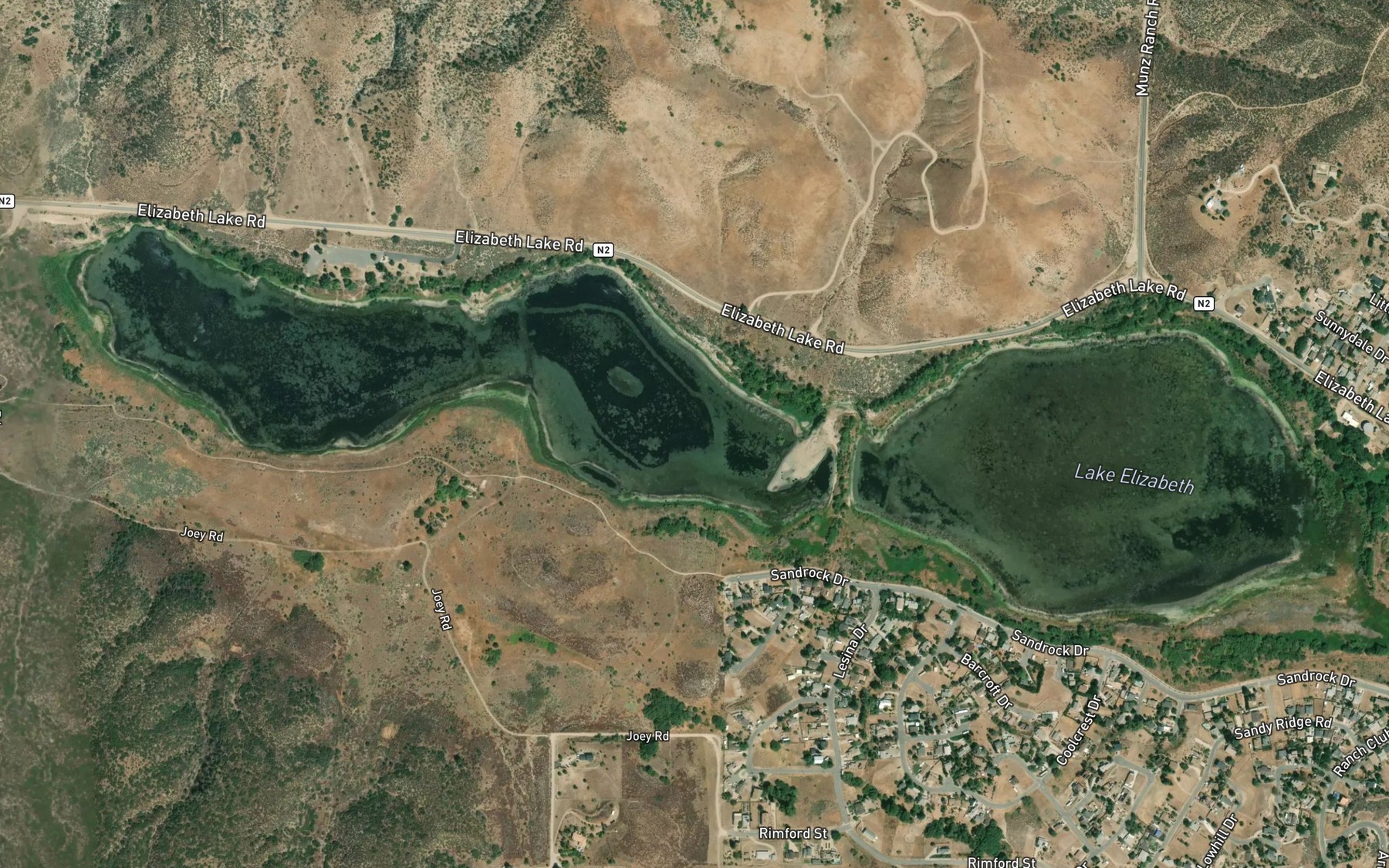 Satellite map of the Elizabeth Lake