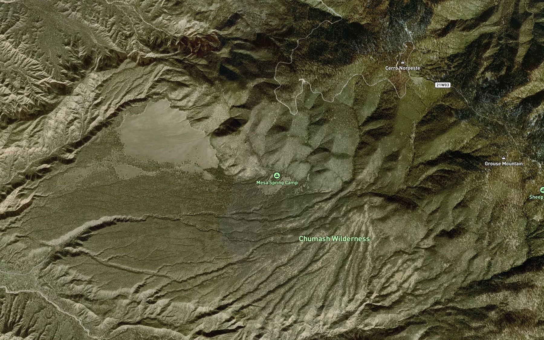 Satellite map of the Mesa Spring