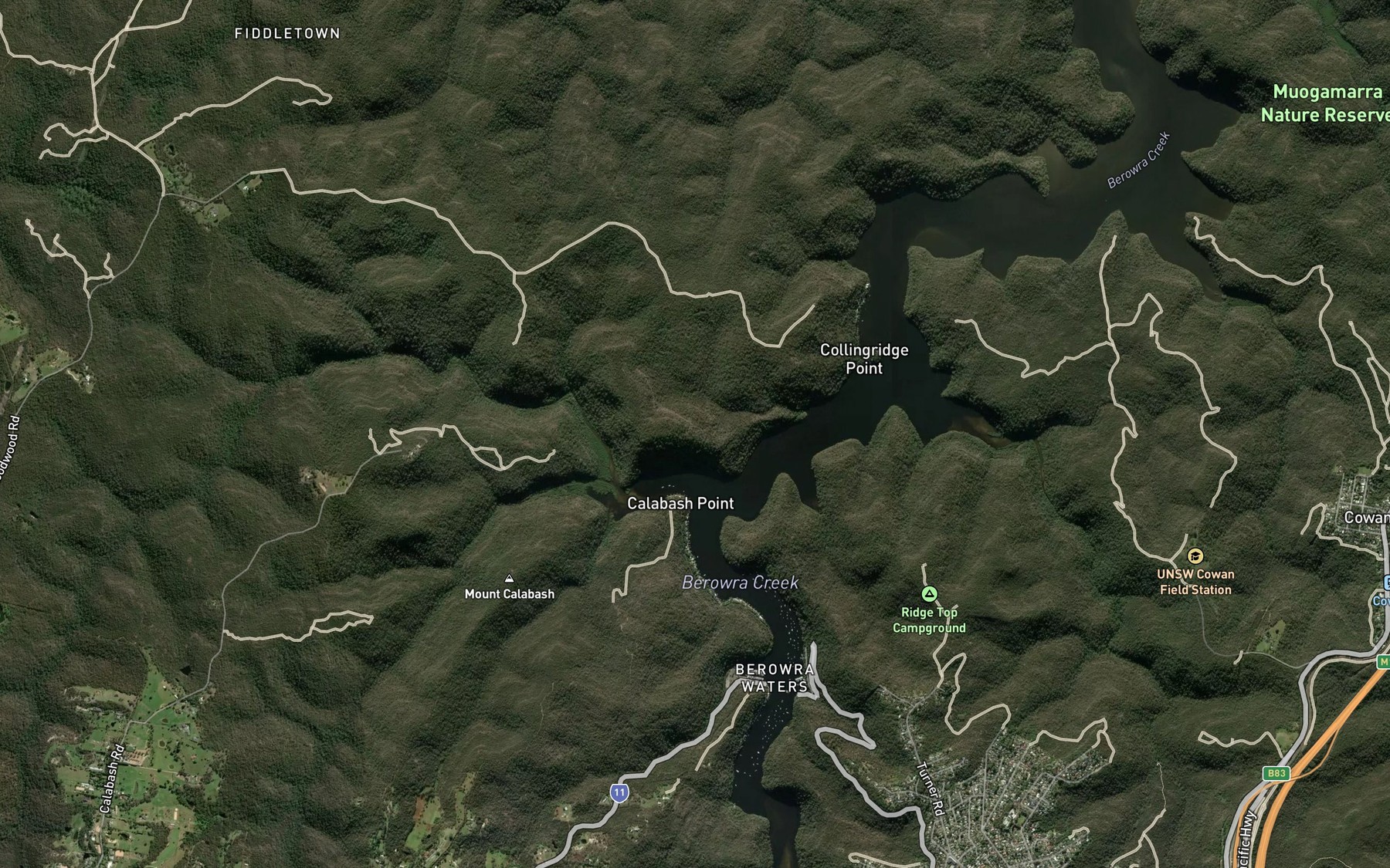 Satellite map of the Calabash Creek