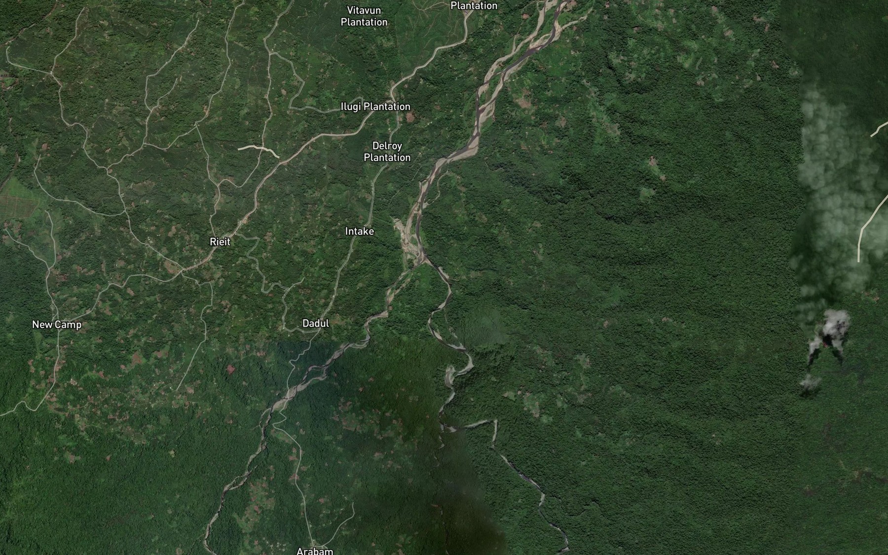 Satellite map of the Warangoi River