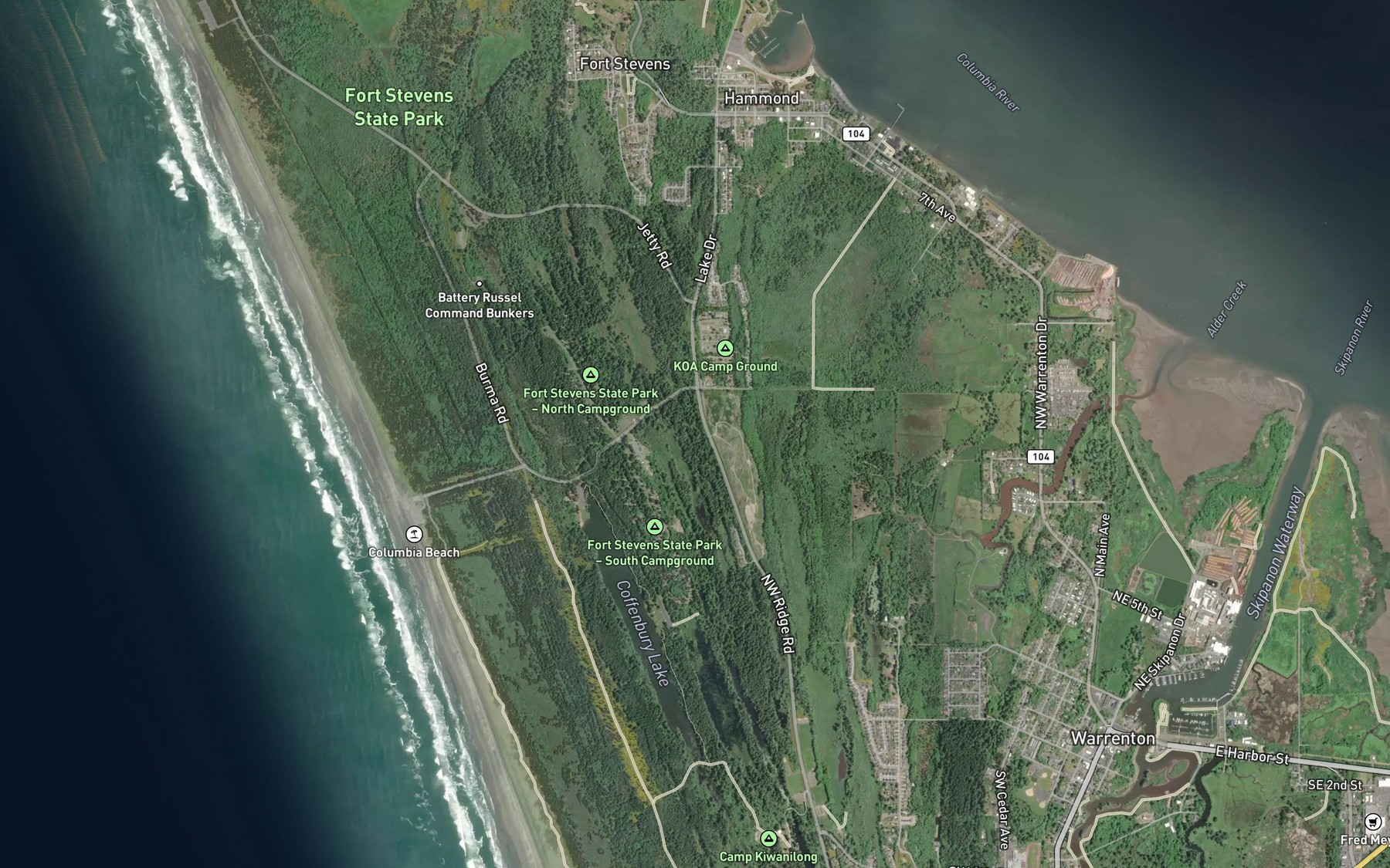 Satellite map of the Potato Lake