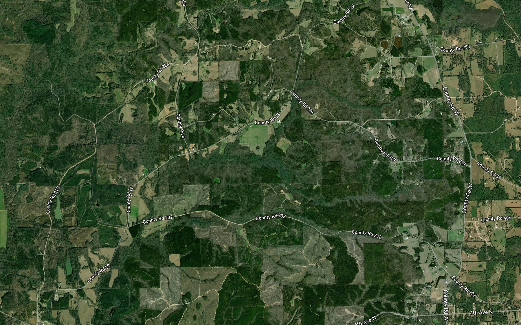 Satellite map of the Caney Branch