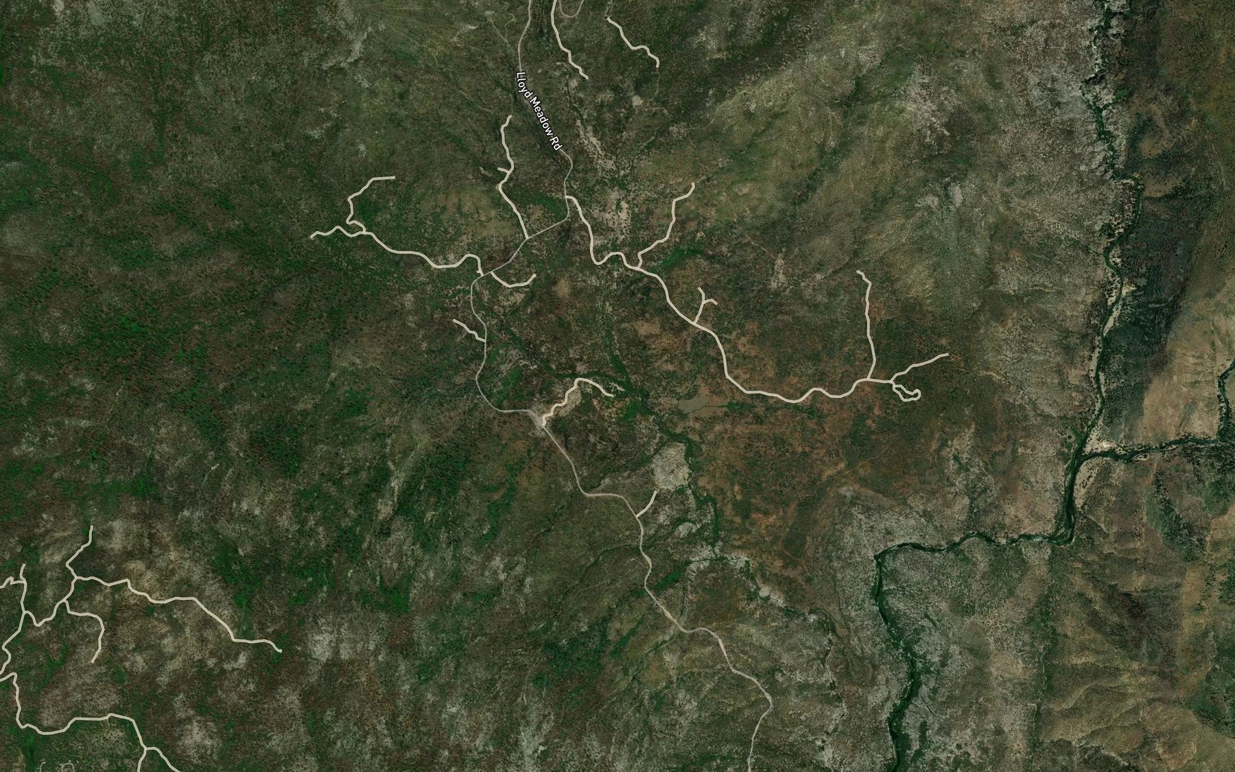 Satellite map of the Lloyd Meadows Creek