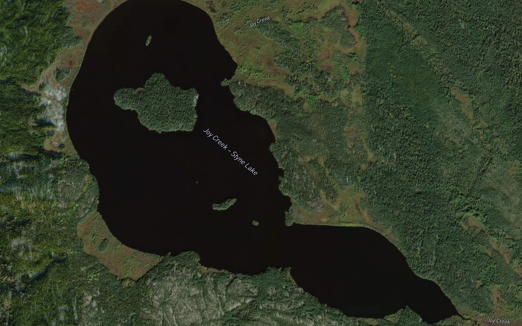 Satellite map of the Styne Lake