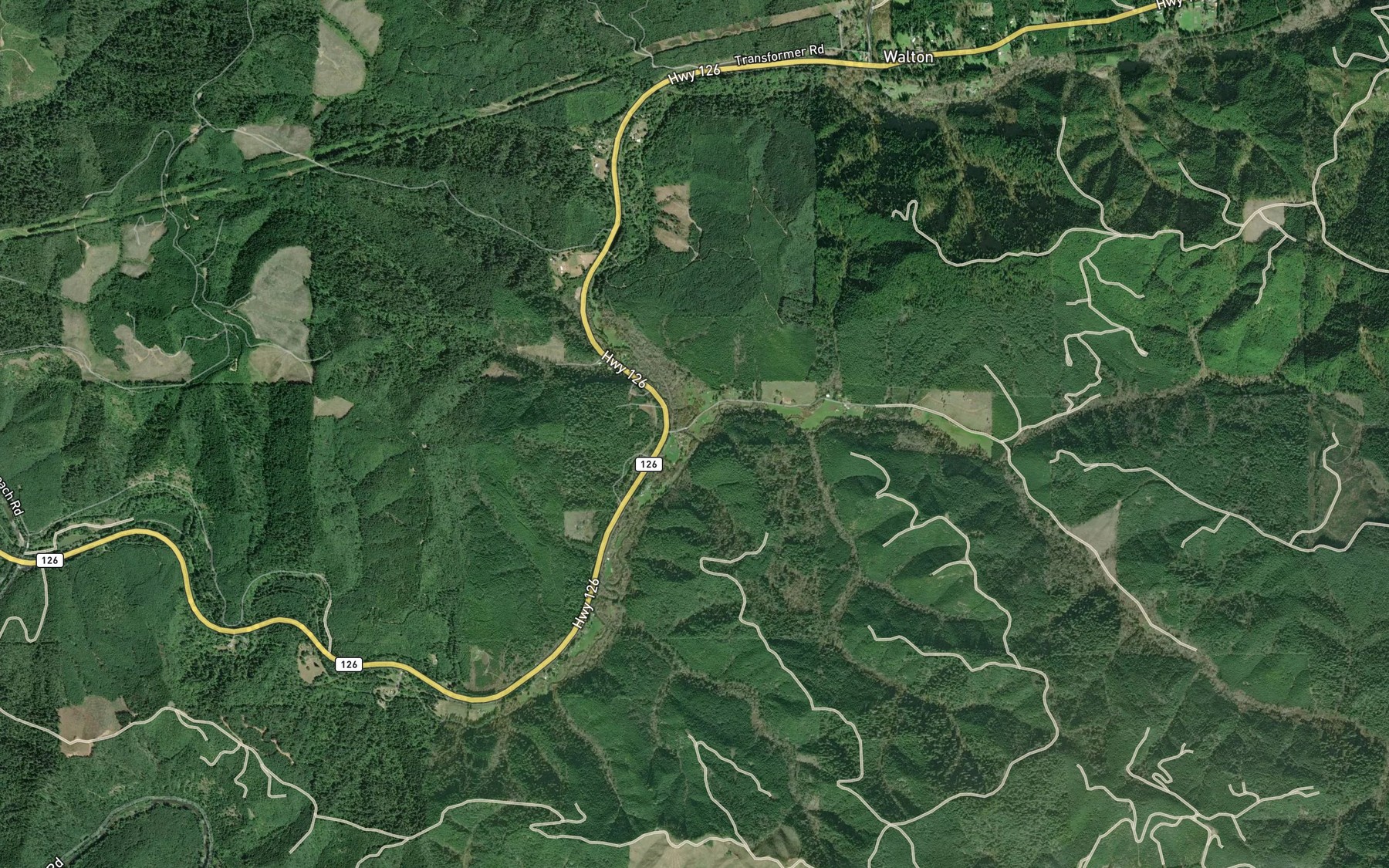 Satellite map of the Pataha Creek