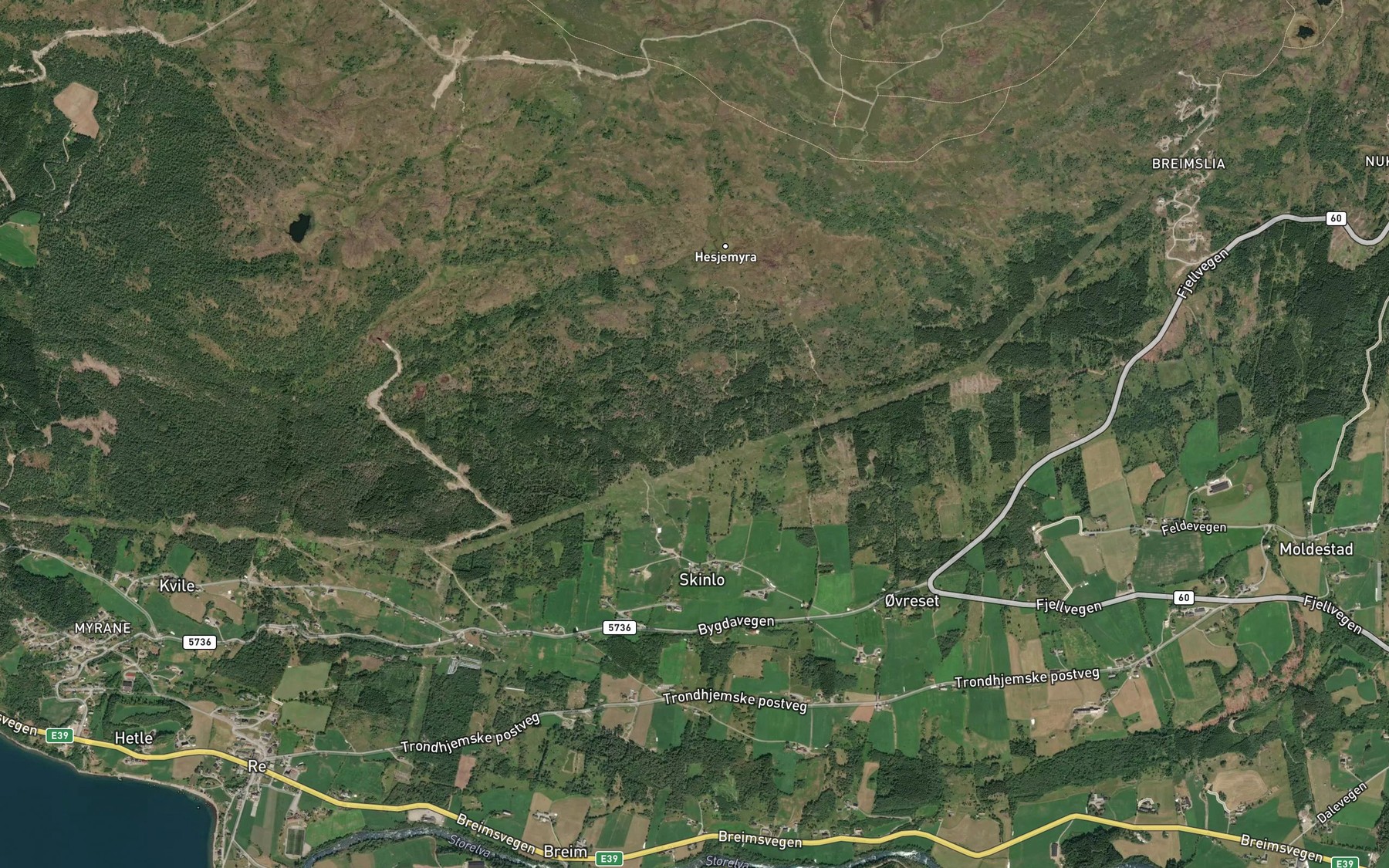 Satellite map of the Fossen