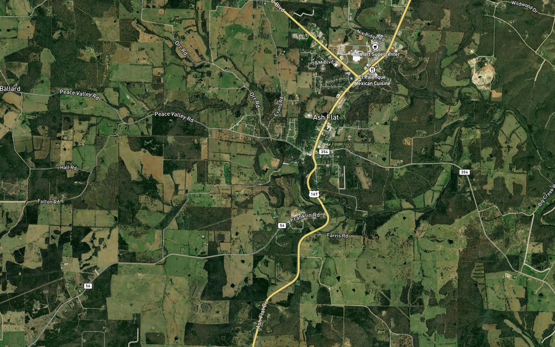 Satellite map of the Richwoods Branch