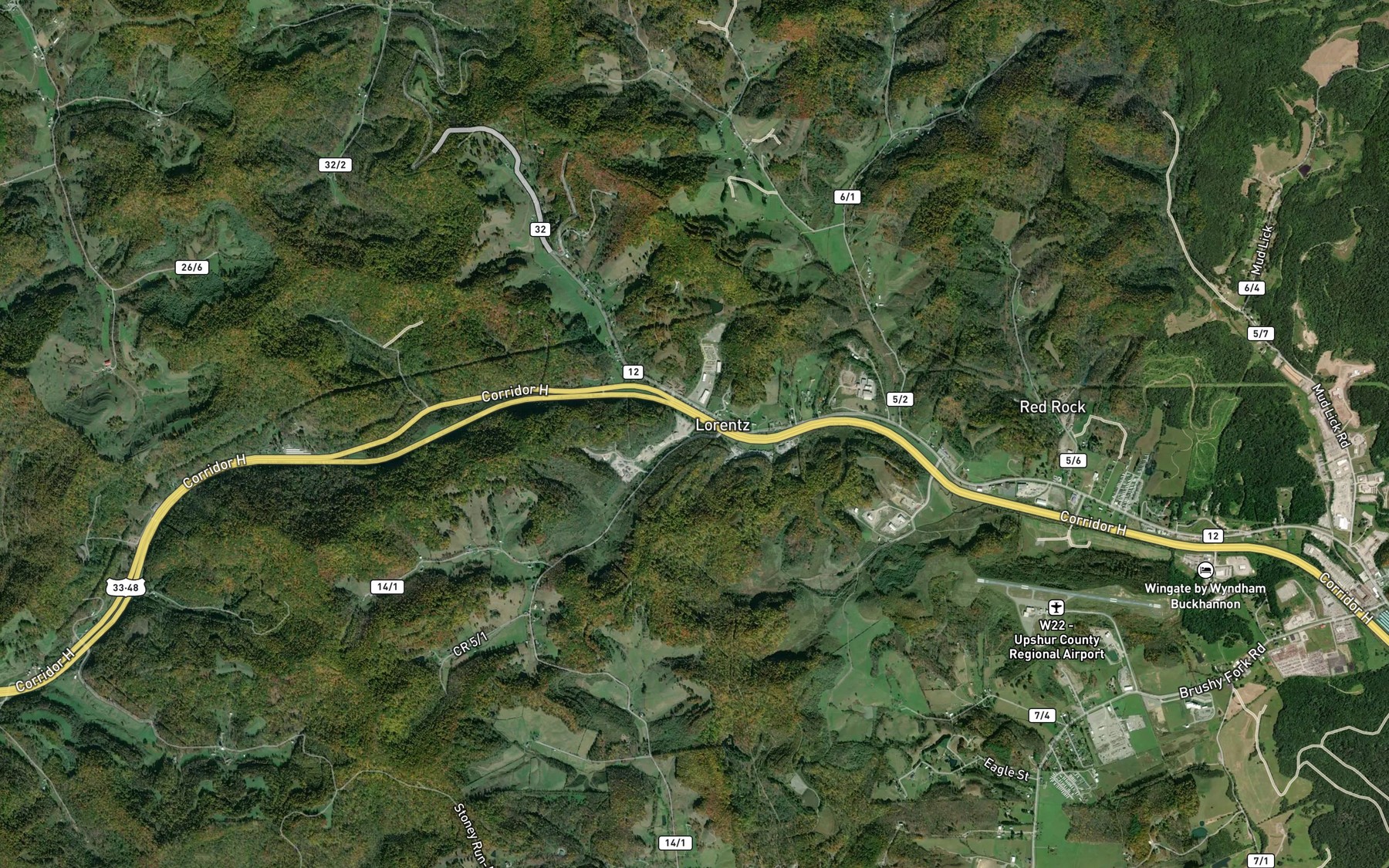 Satellite map of the Sauls Run