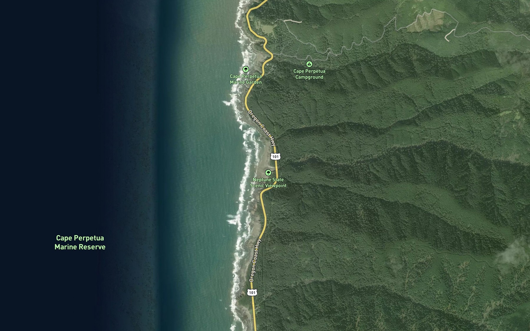 Satellite map of the Cummins Creek
