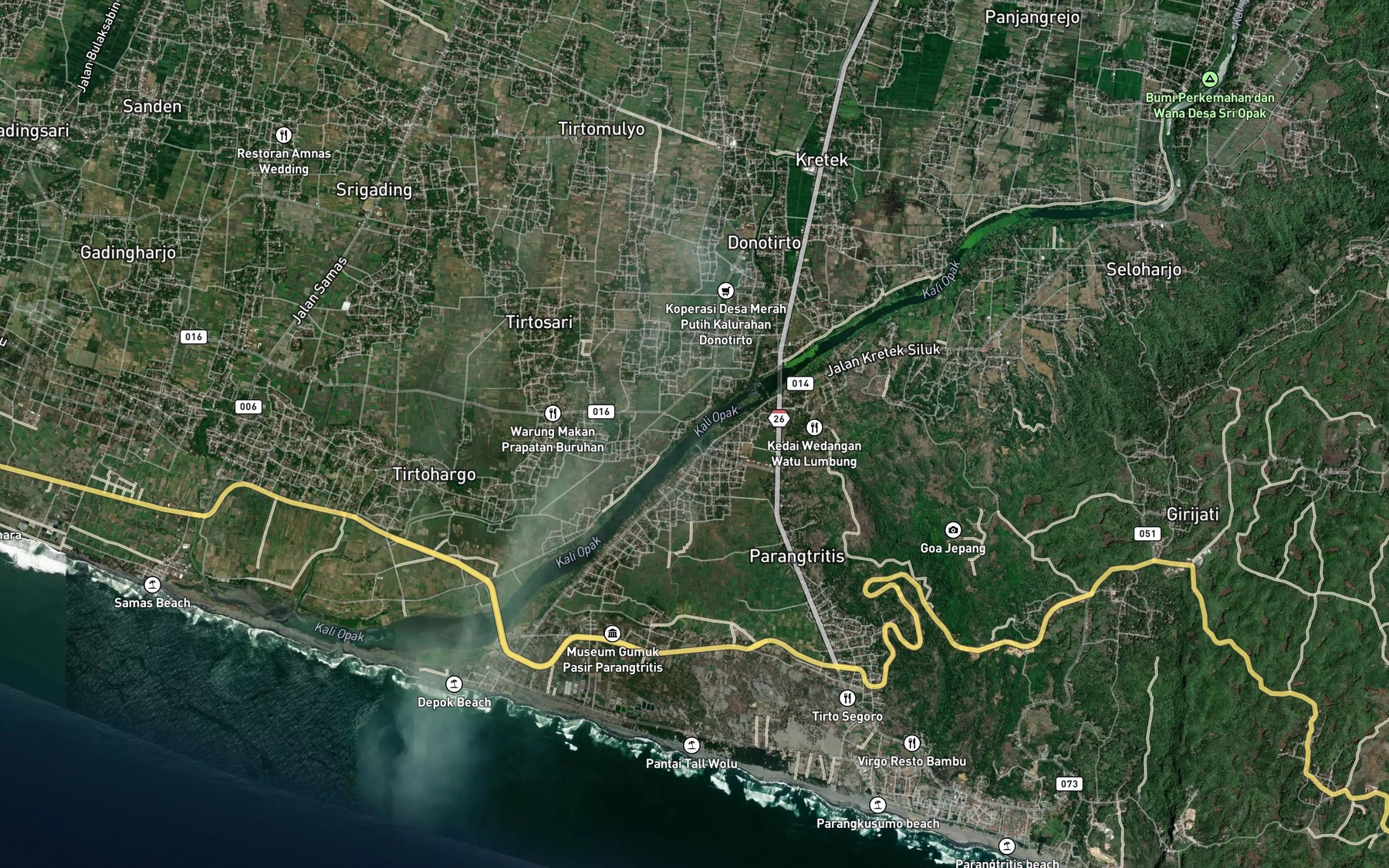 Satellite map of the Kali Winongo