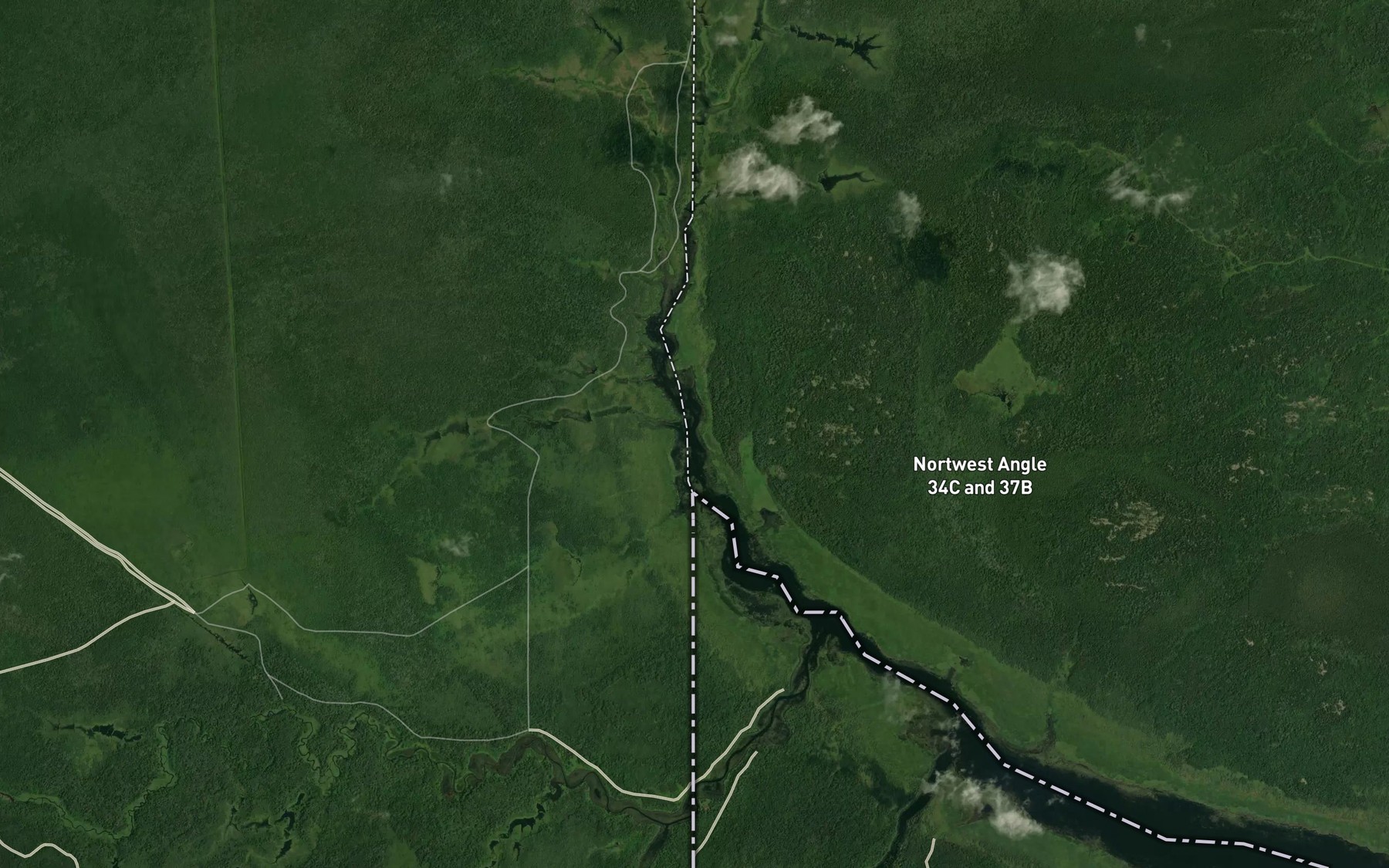 Satellite map of the Northwest Angle Inlet