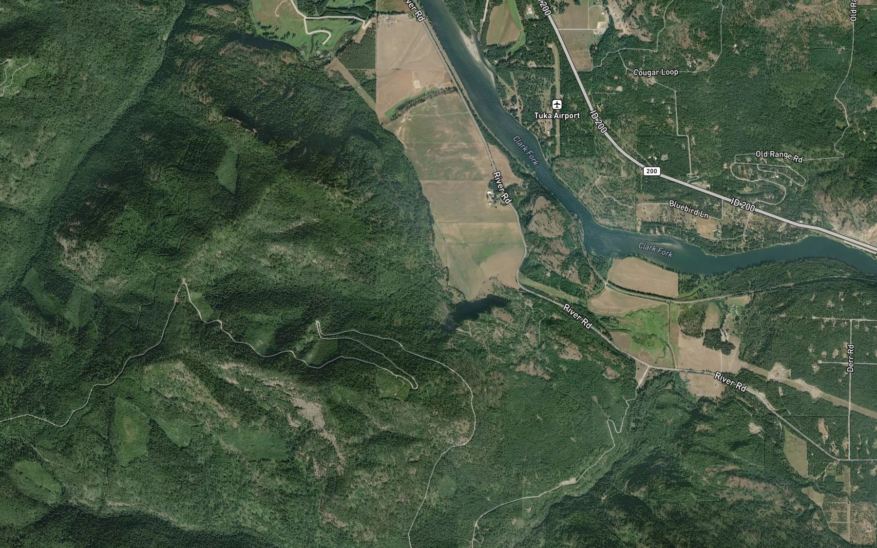 Satellite map of the Ruen Creek