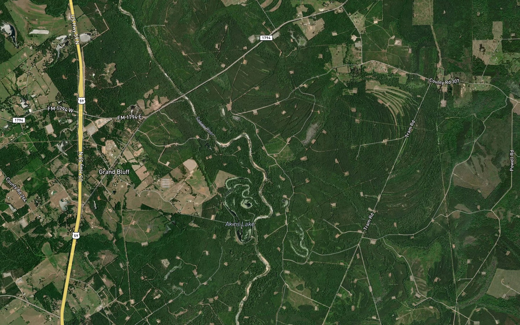 Satellite map of the Greer Slough
