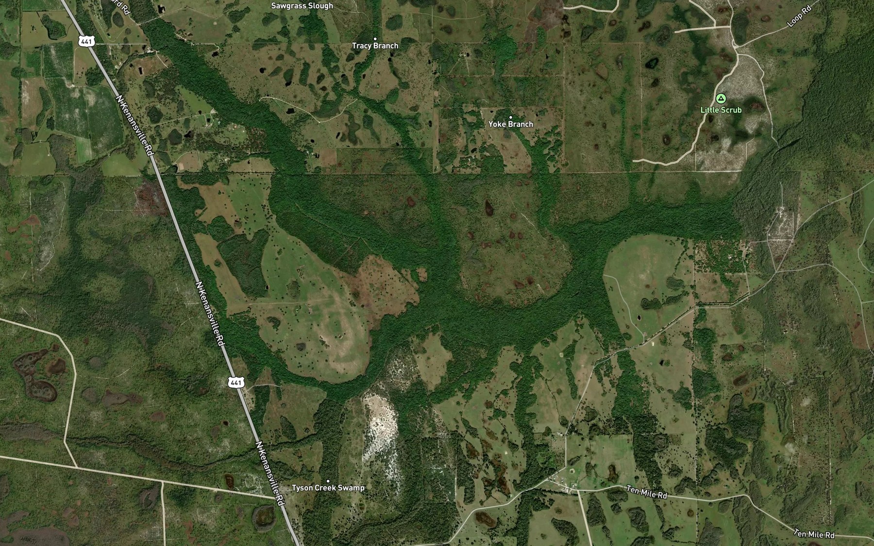 Satellite map of the Tracy Branch