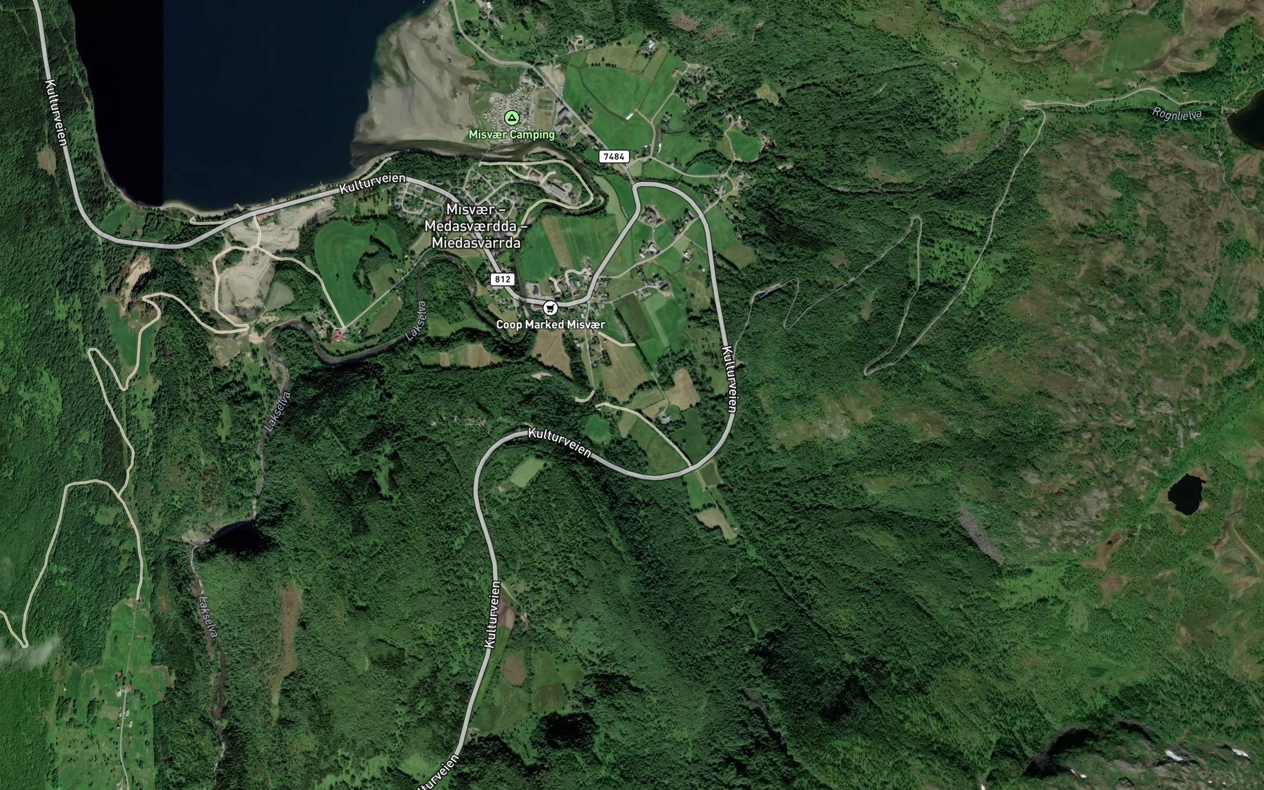 Satellite map of the Skjerdalelva