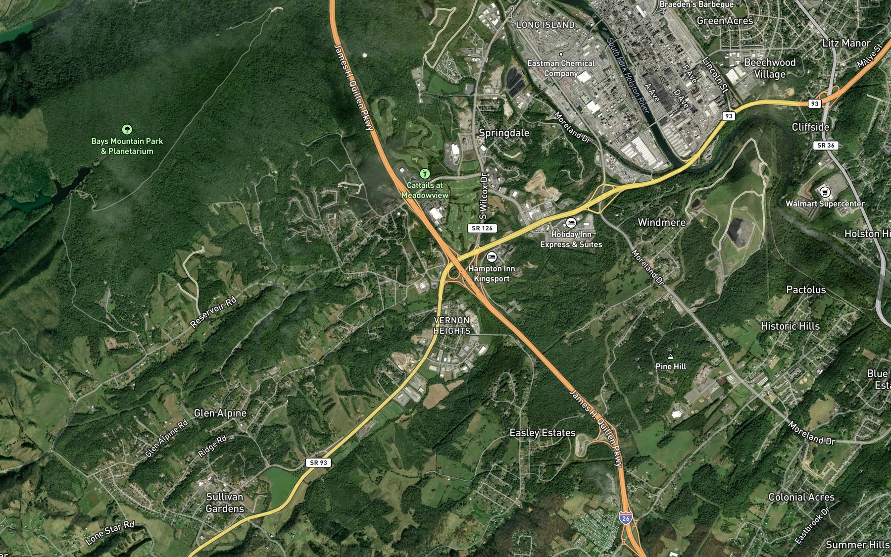 Satellite map of the Little Horse Creek