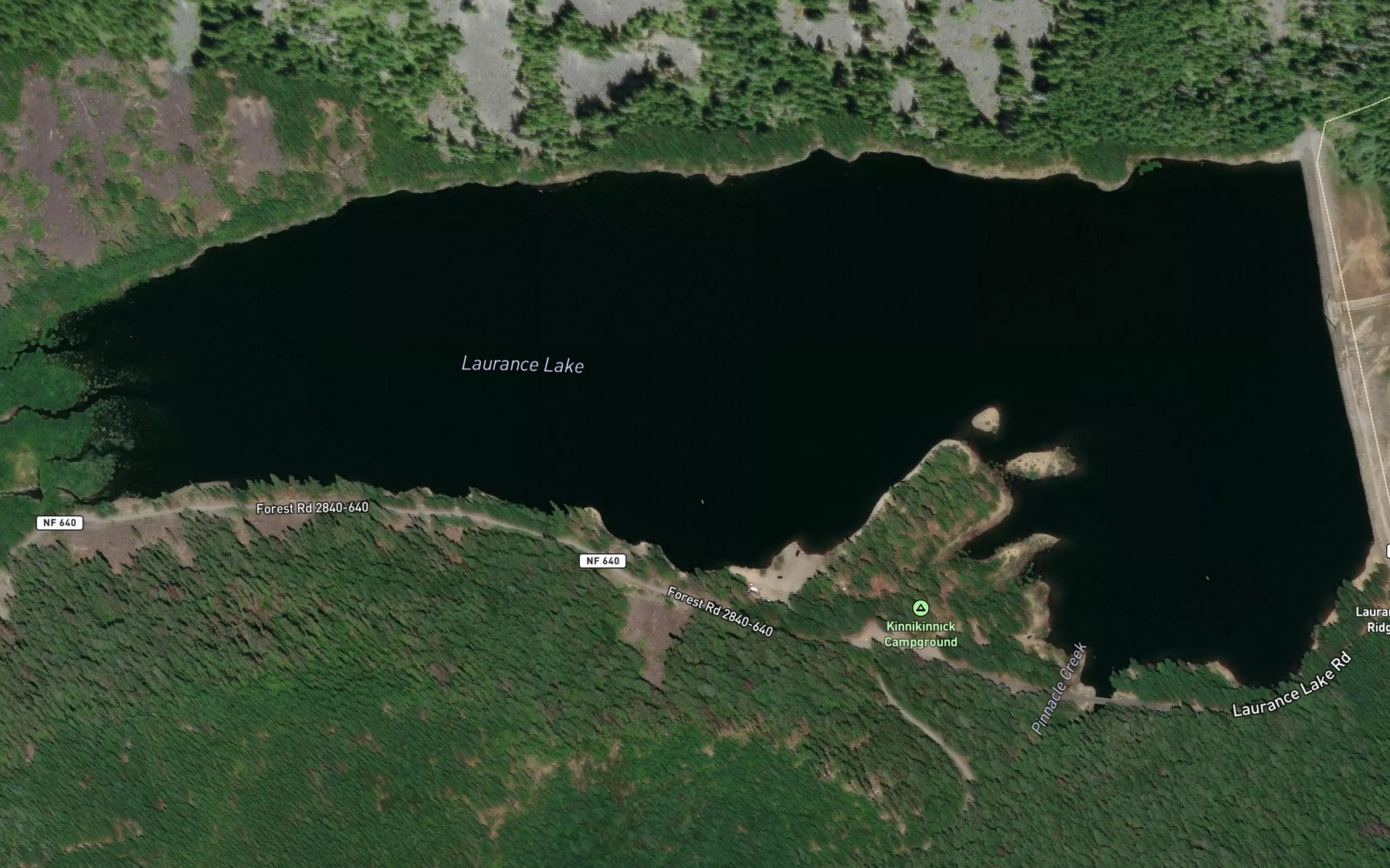 Satellite map of the Laurance Lake