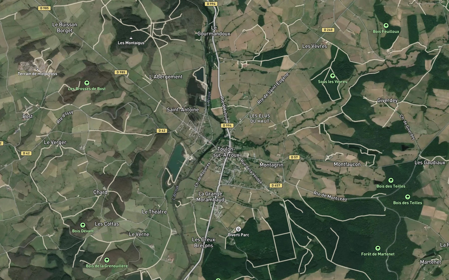 Satellite map of the Ruisseau des Pontins