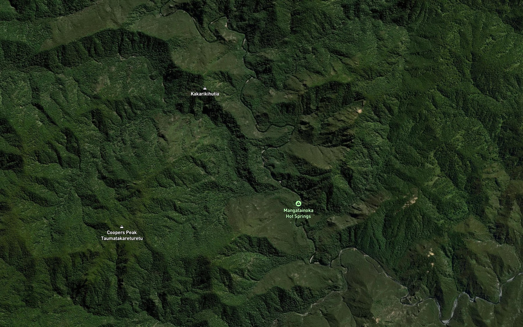 Satellite map of the Mangatainoka Hot Springs