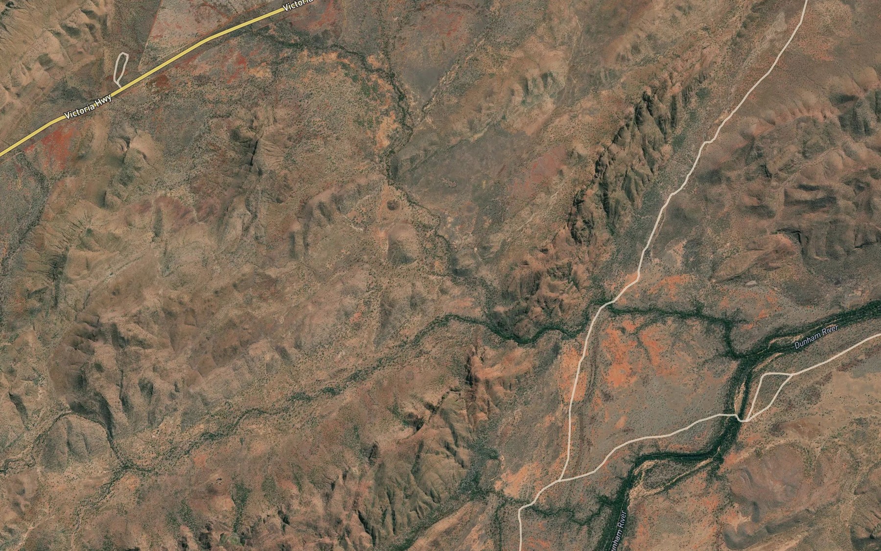 Satellite map of the Dunham River
