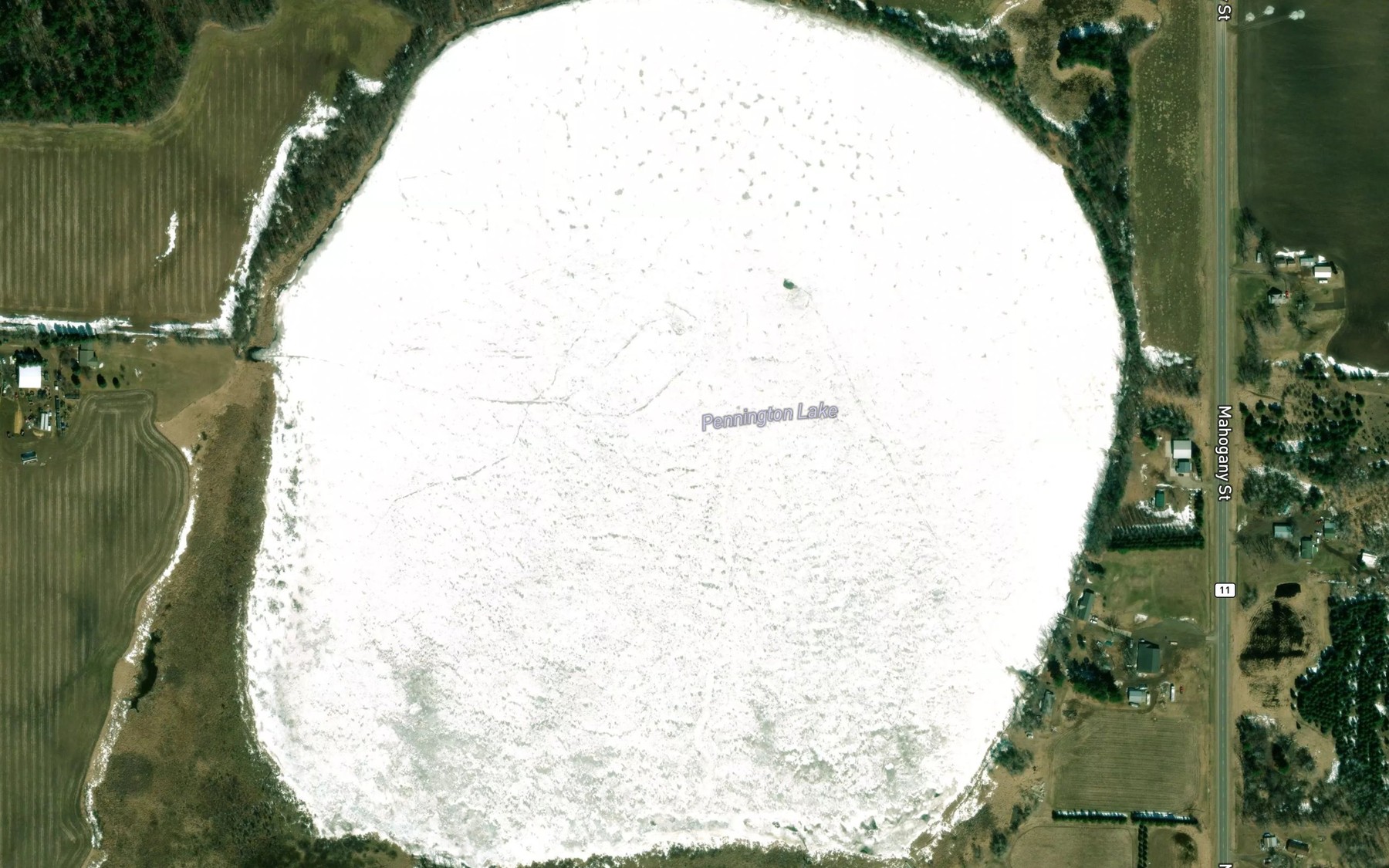 Satellite map of the Pennington Lake