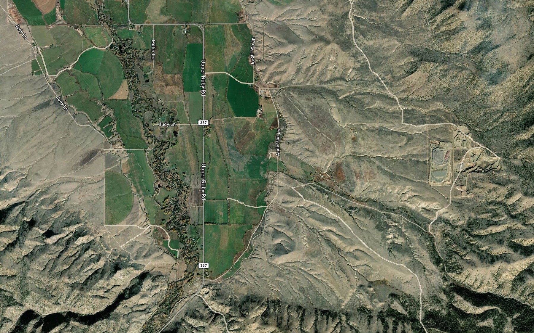 Satellite map of the Williams Creek