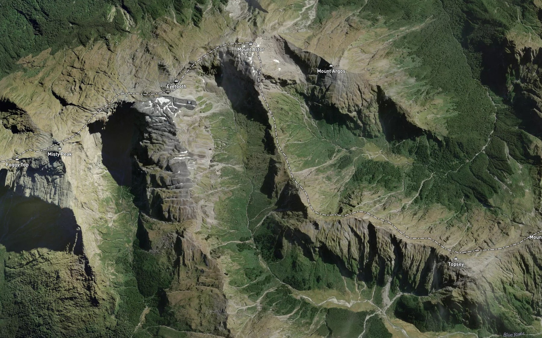 Satellite map of the Chatter Creek