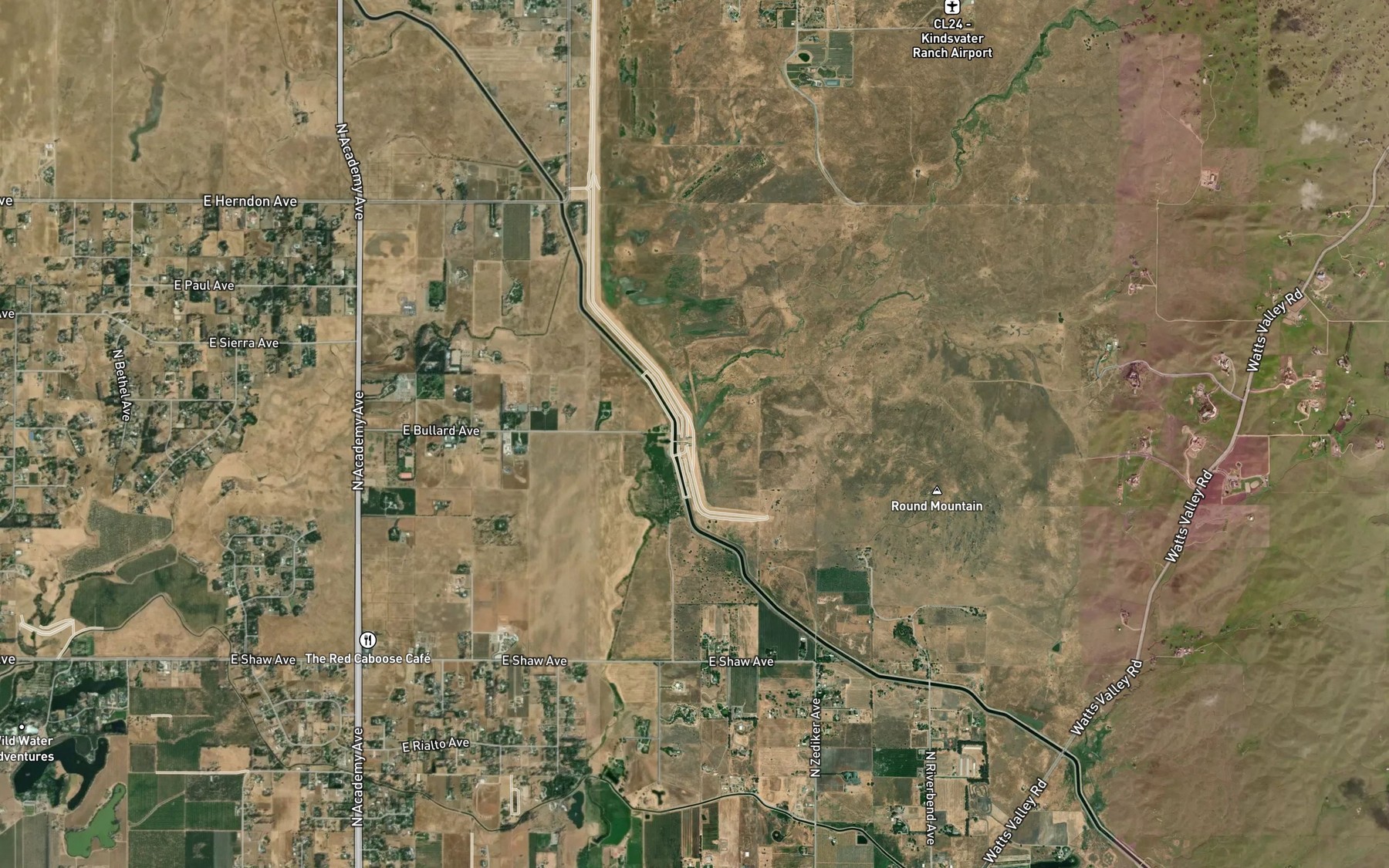 Satellite map of the Hog Creek