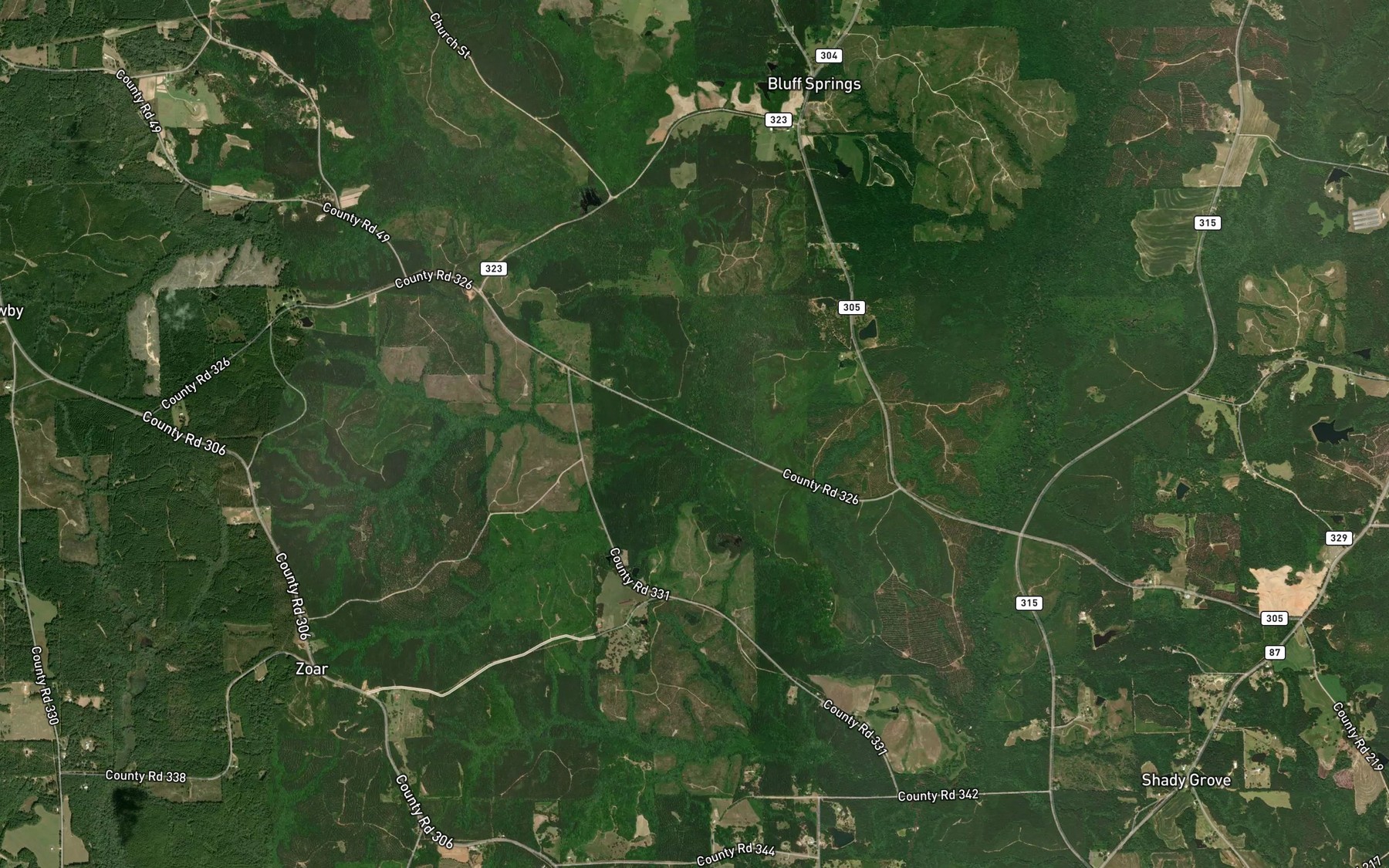 Satellite map of the McCollough Branch
