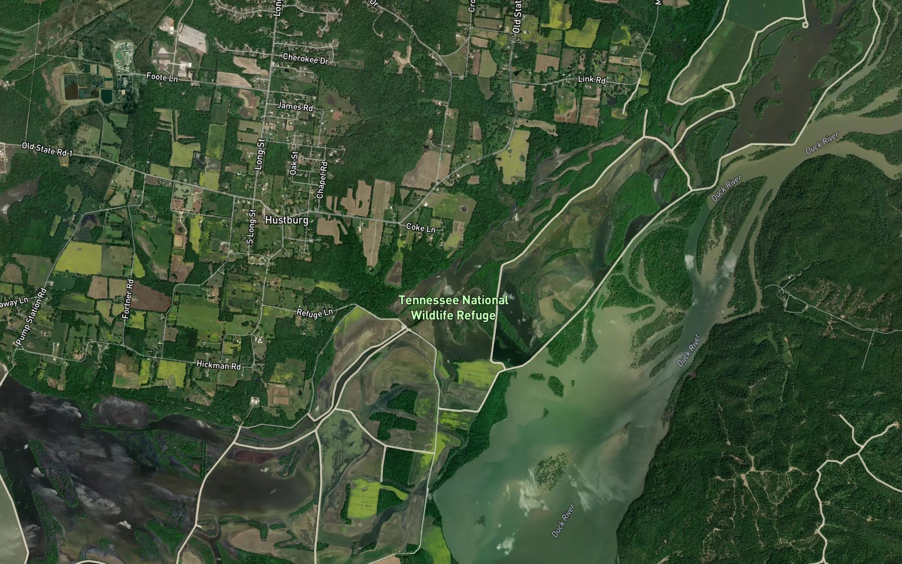 Satellite map of the Hustburg Creek